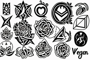 Vegan symbols tattoo idea