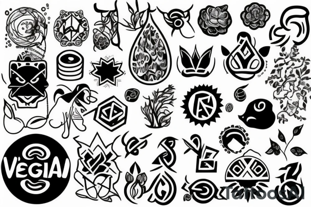 Vegan symbols tattoo idea