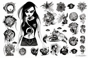 Shadow monster watching over girl with a ball of light protecting her tattoo idea