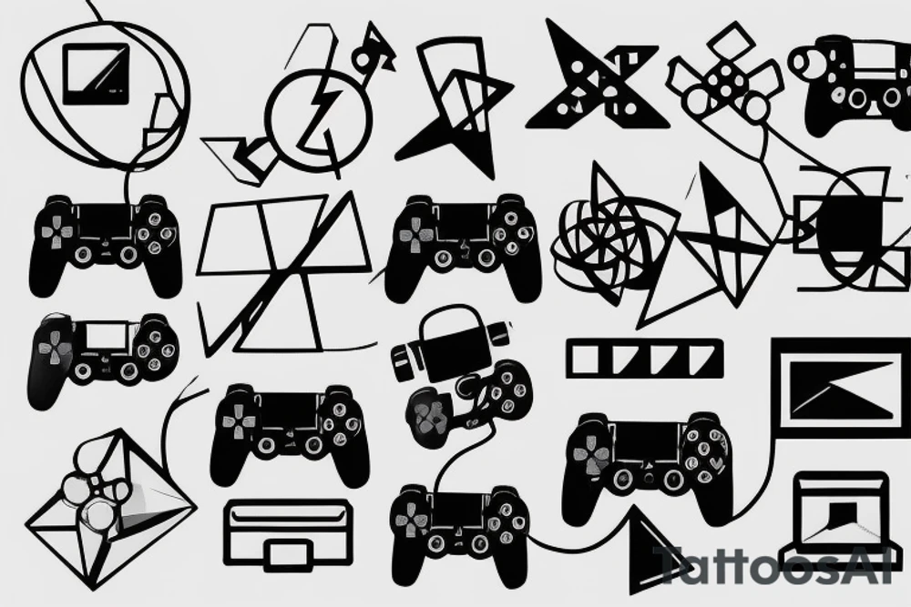 computer mouse, playstation controller, book tattoo idea