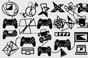 computer mouse, playstation controller, book tattoo idea