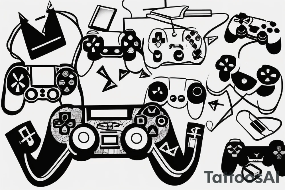 computer mouse, playstation controller, book tattoo idea