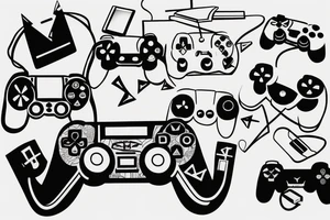 computer mouse, playstation controller, book tattoo idea