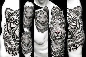 tiger and small flames tattoo idea