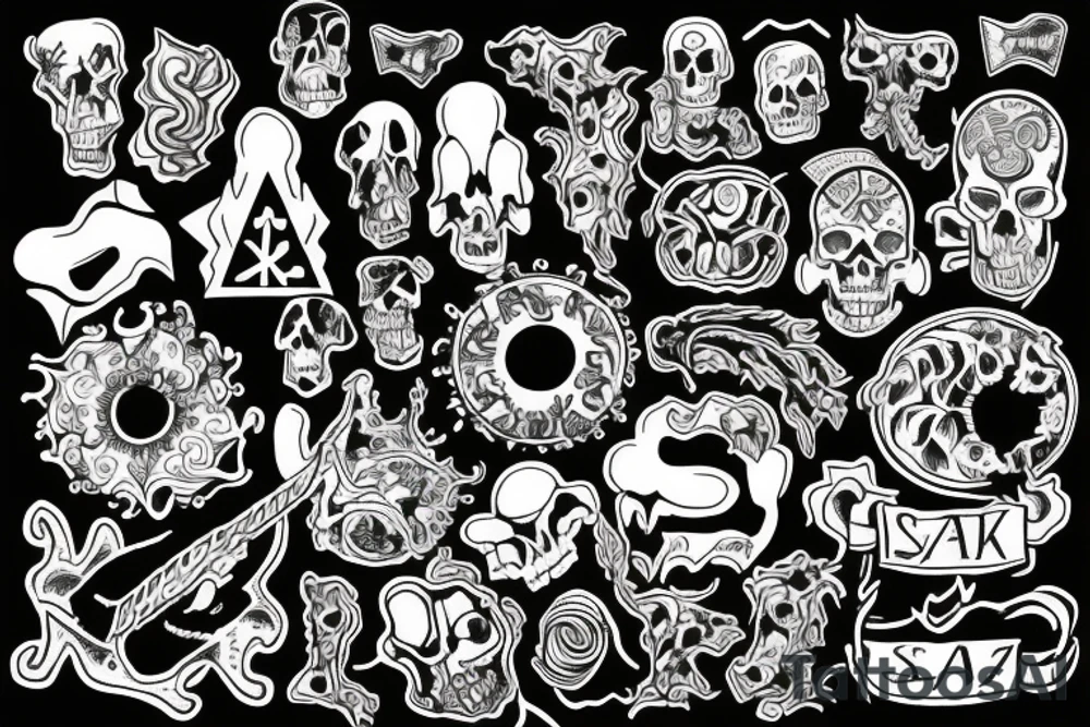 2x2 flash tattoo. Themes: Death, xanax, pills, suicide, dark psychedelic, razor and a rosary" tattoo idea