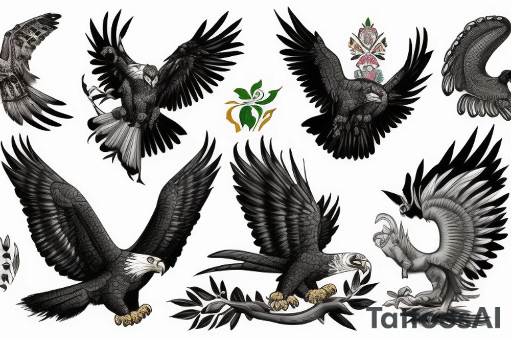 Jaguar, harpy eagle, Puma, bald eagle tattoo idea