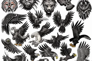 Jaguar, harpy eagle, Puma, bald eagle tattoo idea