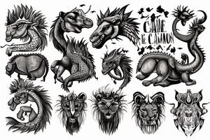 Be a camel, become a lion, become a baby, slay a dragon tattoo idea