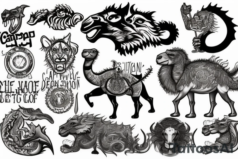 Be a camel, become a lion, become a baby, slay a dragon tattoo idea