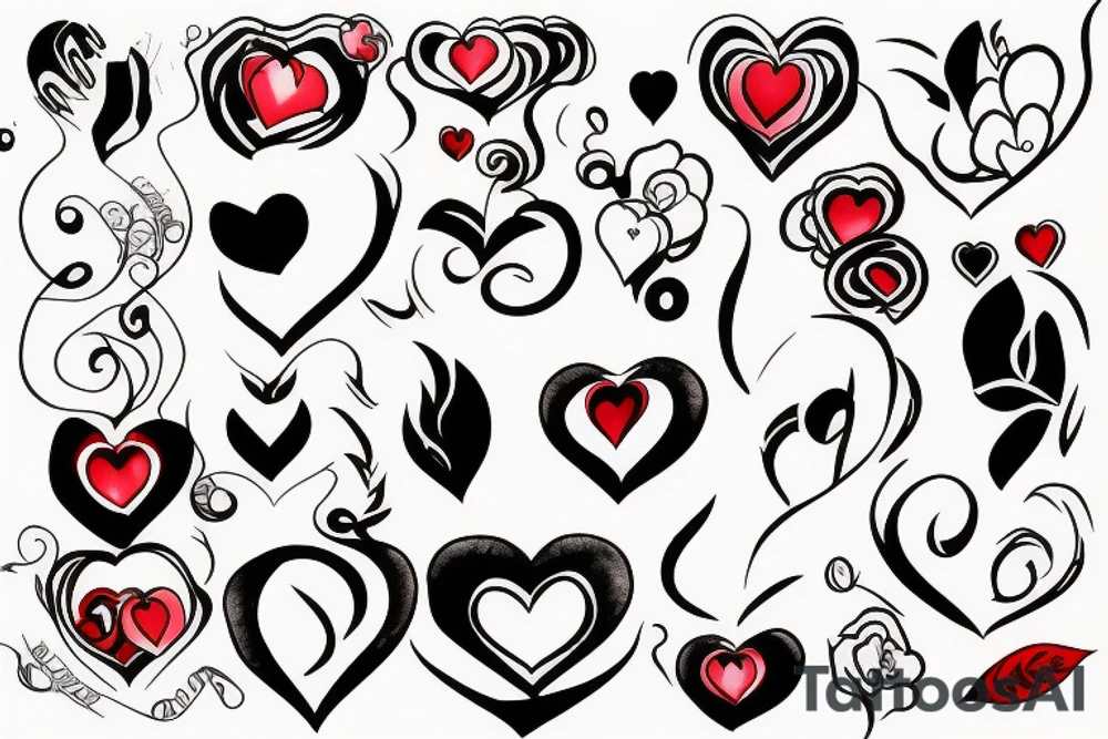 Red heart outline frame tattoo idea