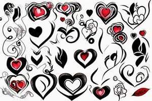 Red heart outline frame tattoo idea