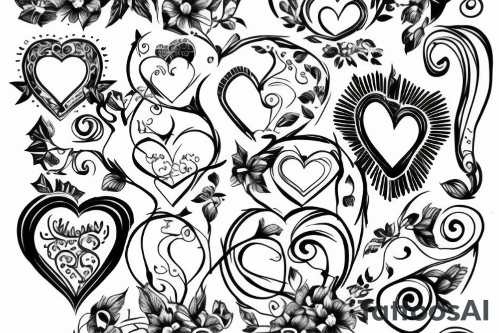 Red heart outline frame tattoo idea