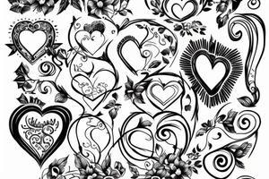 Red heart outline frame tattoo idea