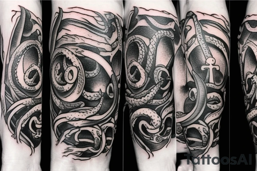 Kraken and anchor tattoo idea