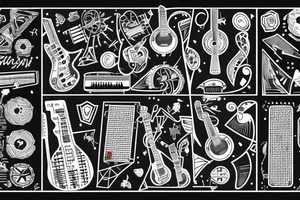 Guitar, song notes, binary, programming, nature tattoo idea
