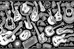 Guitar, song notes, binary, programming, nature tattoo idea