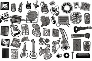 Guitar, song notes, binary, programming, nature tattoo idea
