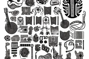 Guitar, song notes, binary, programming, nature tattoo idea