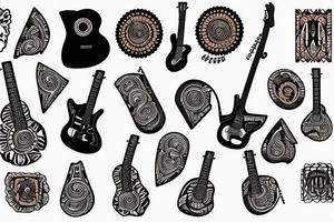 Guitar, song notes, binary, programming, nature tattoo idea