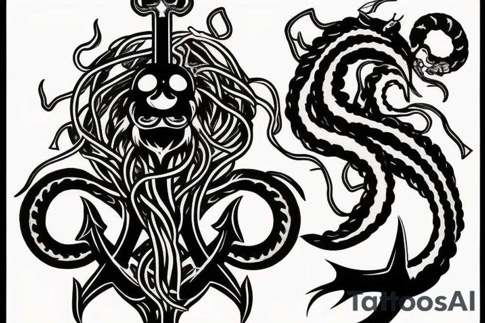 Kraken and anchor tattoo idea
