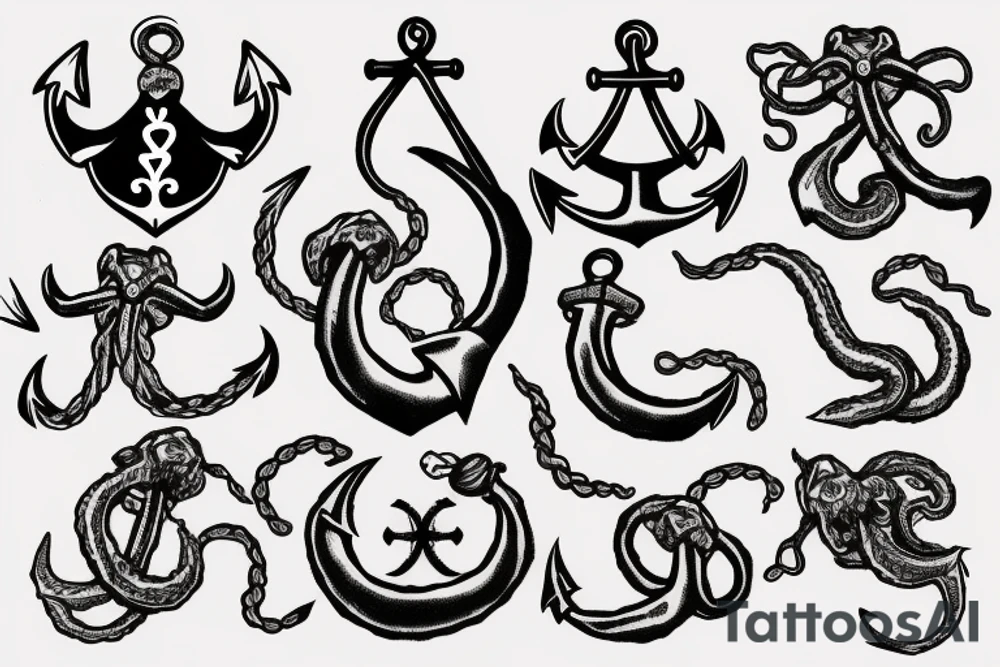 Kraken and anchor tattoo idea