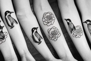 Penguin with flower tattoo idea