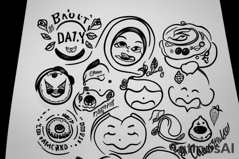 everything bagel with cute face tattoo idea
