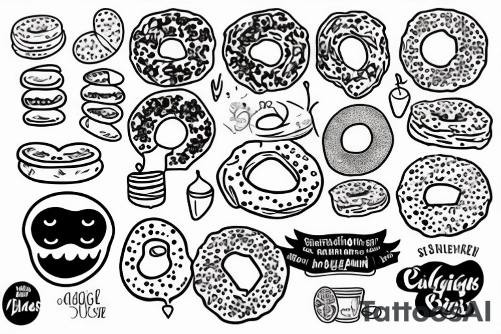everything bagel with cute face tattoo idea