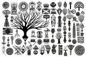 Great tree withstanding time and crown and ankh tattoo idea