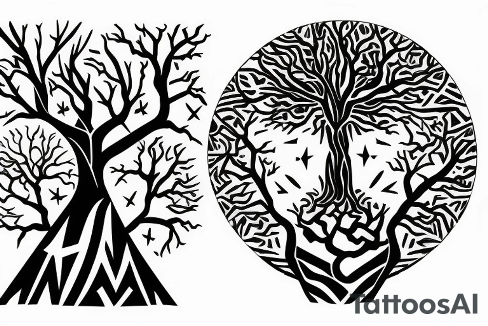 Great tree withstanding time and crown and ankh tattoo idea