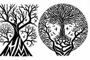 Great tree withstanding time and crown and ankh tattoo idea