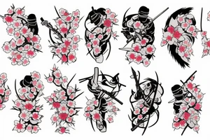 Samurai with cherry blossoms tattoo idea
