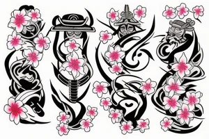 Samurai with cherry blossoms tattoo idea