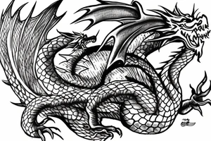 A dragon fighting the god of wisdom tattoo idea