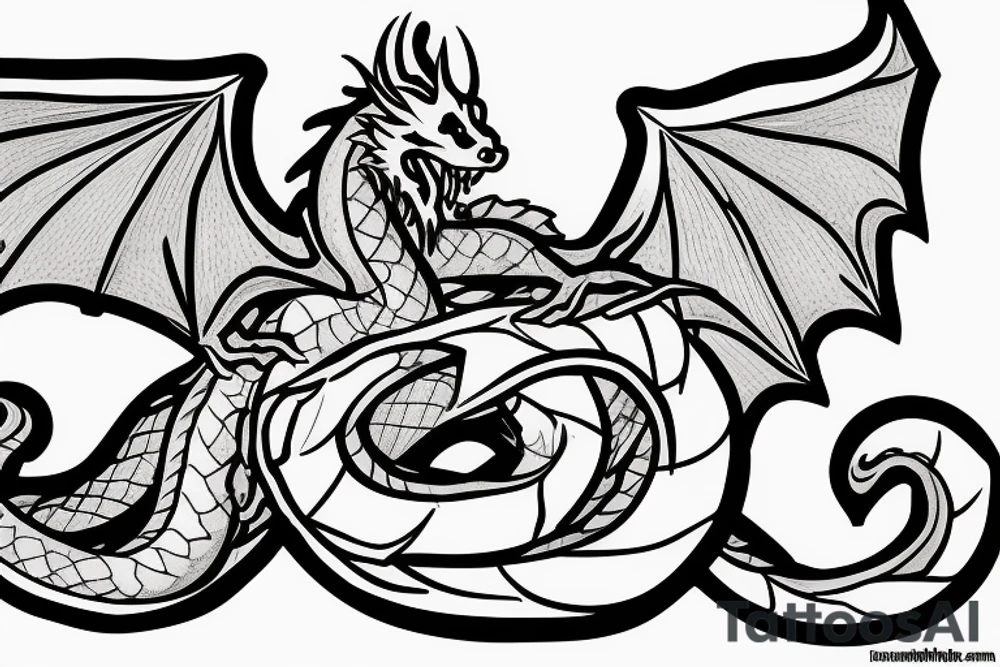 A dragon fighting the god of wisdom tattoo idea