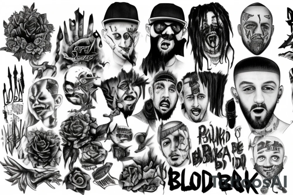 Linkin Park - blood brothers, to be loved -papa roach, take a look around - limp Bizkit, Kool aid and frozen oizza - Mac miller tattoo idea