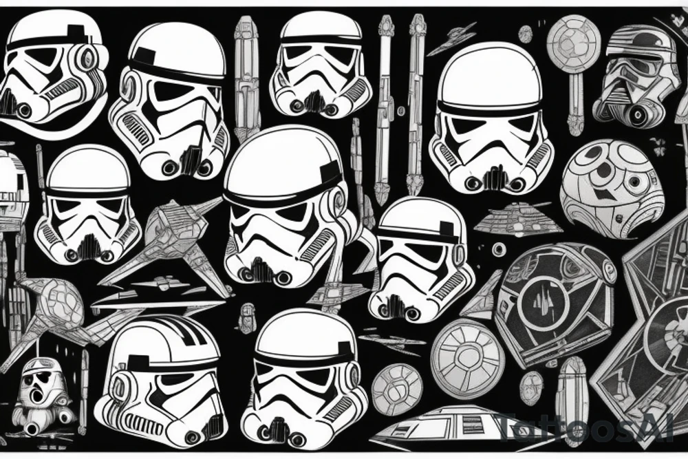 Star wars related with colors black and blue tattoo idea