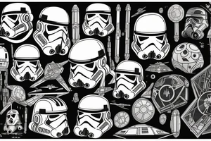 Star wars related with colors black and blue tattoo idea