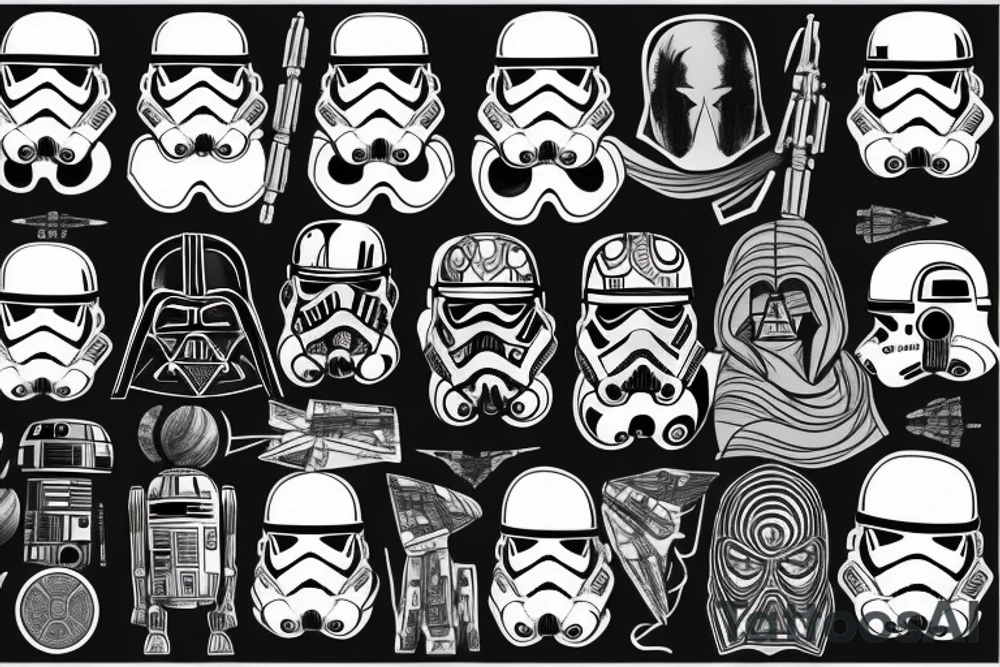 Star wars related with colors black and blue tattoo idea