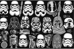 Star wars related with colors black and blue tattoo idea