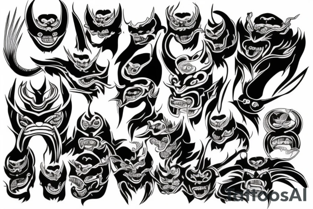 Japanese demon mask tattoo idea