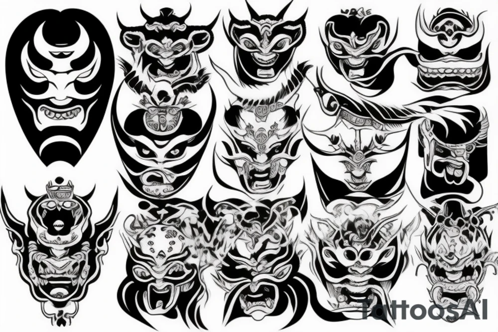 Japanese demon mask tattoo idea