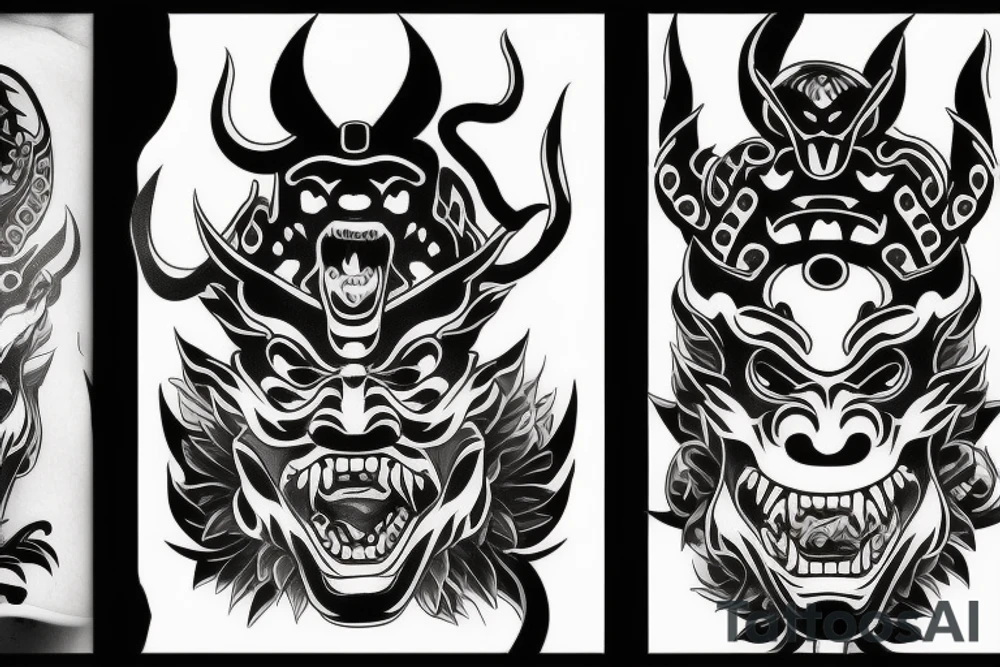 Japanese demon mask tattoo idea