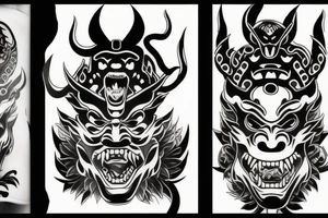 Japanese demon mask tattoo idea