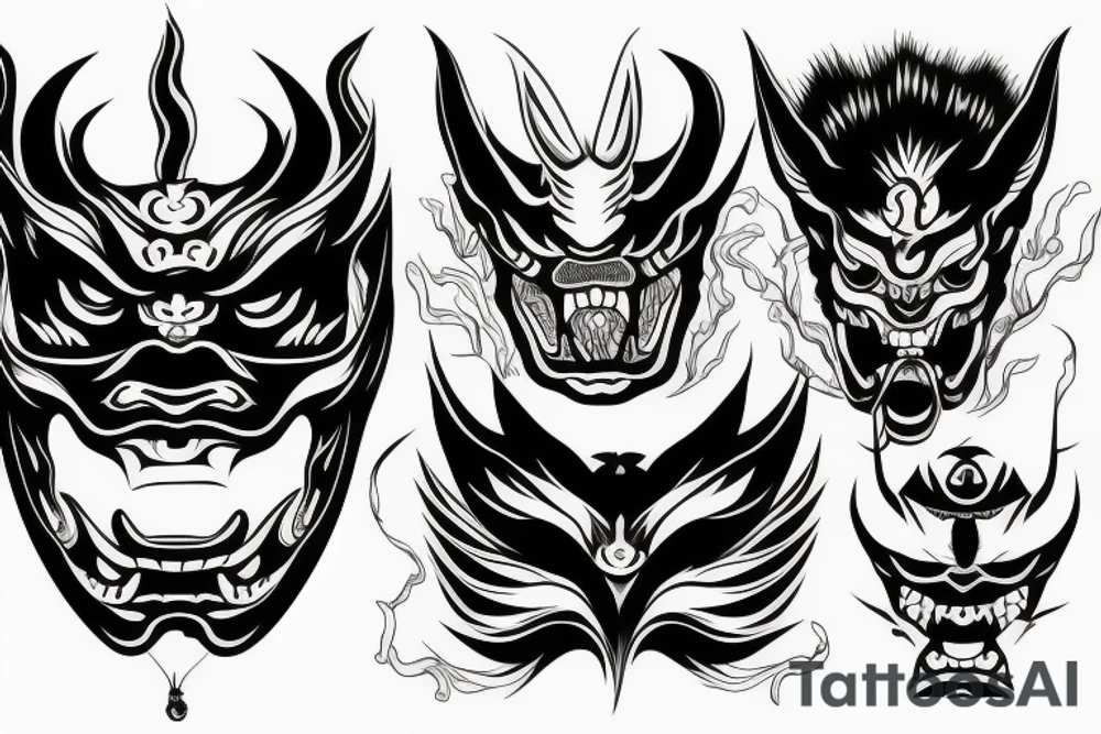 Japanese demon mask tattoo idea