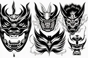 Japanese demon mask tattoo idea