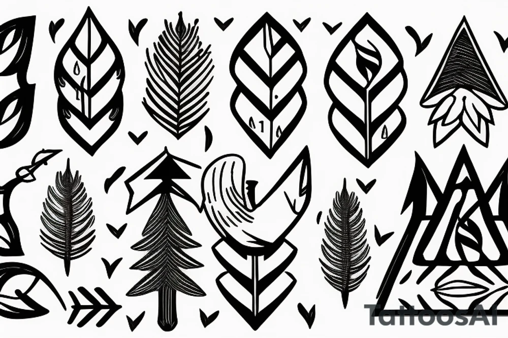 Swallow, arrows, and a pine tree tattoo idea
