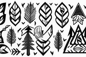 Swallow, arrows, and a pine tree tattoo idea
