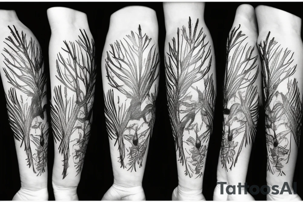 Swallow, arrows, and a pine tree tattoo idea