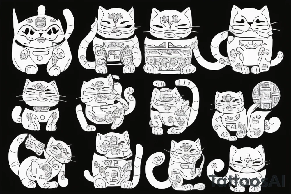 one line drawing of a maneki-neko tattoo idea one line drawing of a maneki-neko tattoo idea